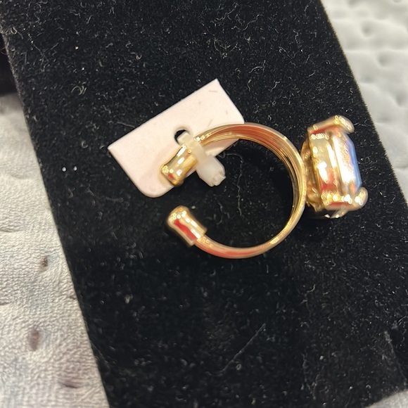 Stunning Aurora Borealis Emerald Cut Crystal Contemporary Ring-Adjustable - Picture 12 of 13